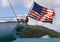Flag on back of boat