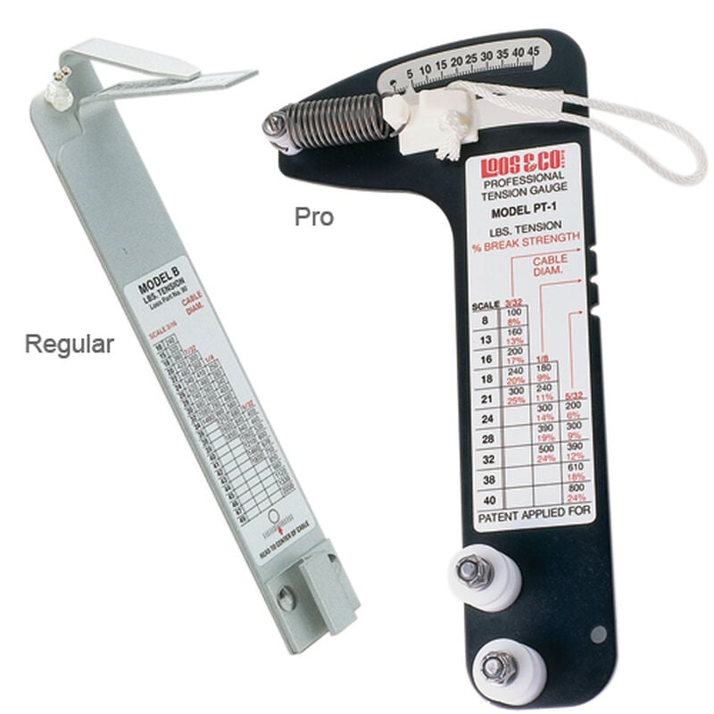 Regular and Pro Loos brand rigging tension gauges