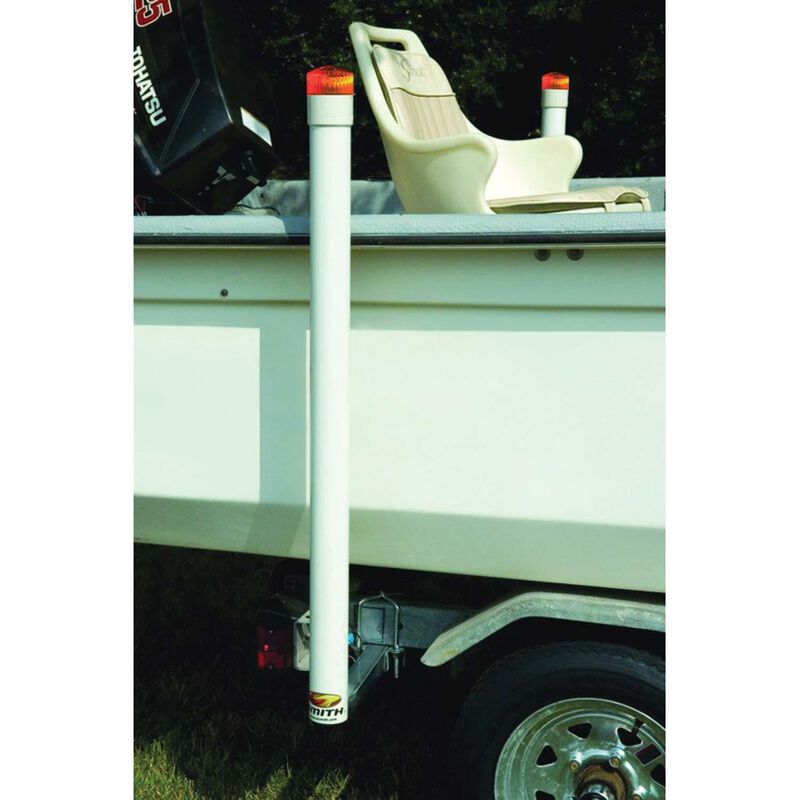 CE Smith 60-inch lighted post guide-ons for boat trailers — LED waterproof tips visible when trailer is submerged at the ramp