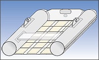 Sketch showing construction of roll-up inflatable boat