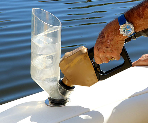Clean Way Fuel Fill anti-spill device in use