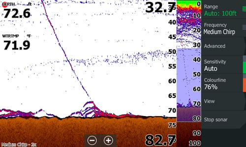 Example of medium CHIRP showing fishing line