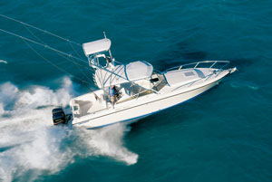 power boat on the water