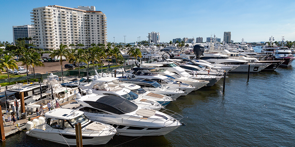 Variety of large and small boats docked at Fort Lauderdale, Florida