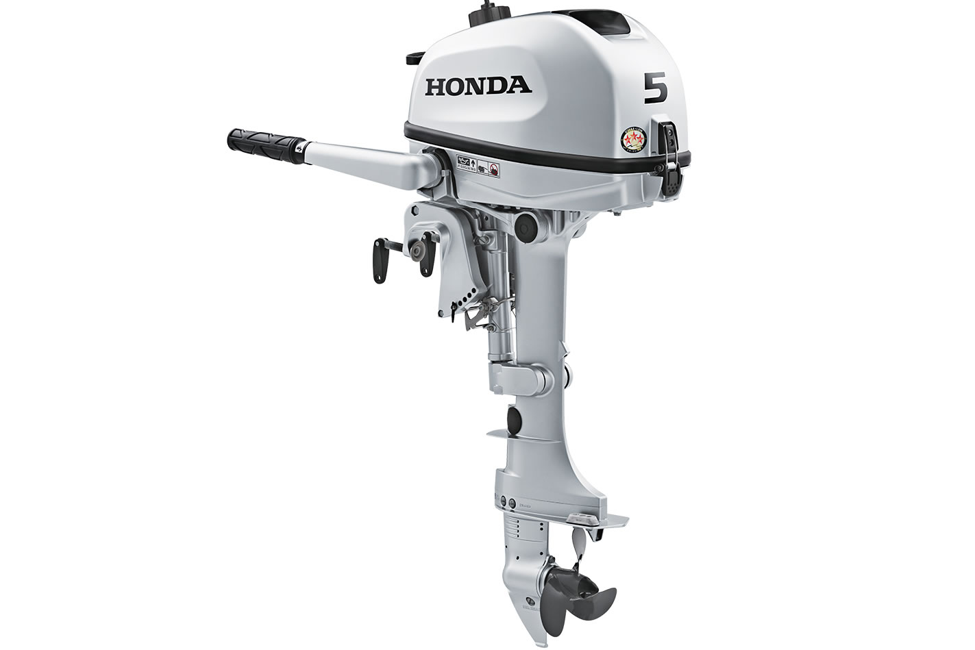 5 horsepower honda outboard motor on a white background