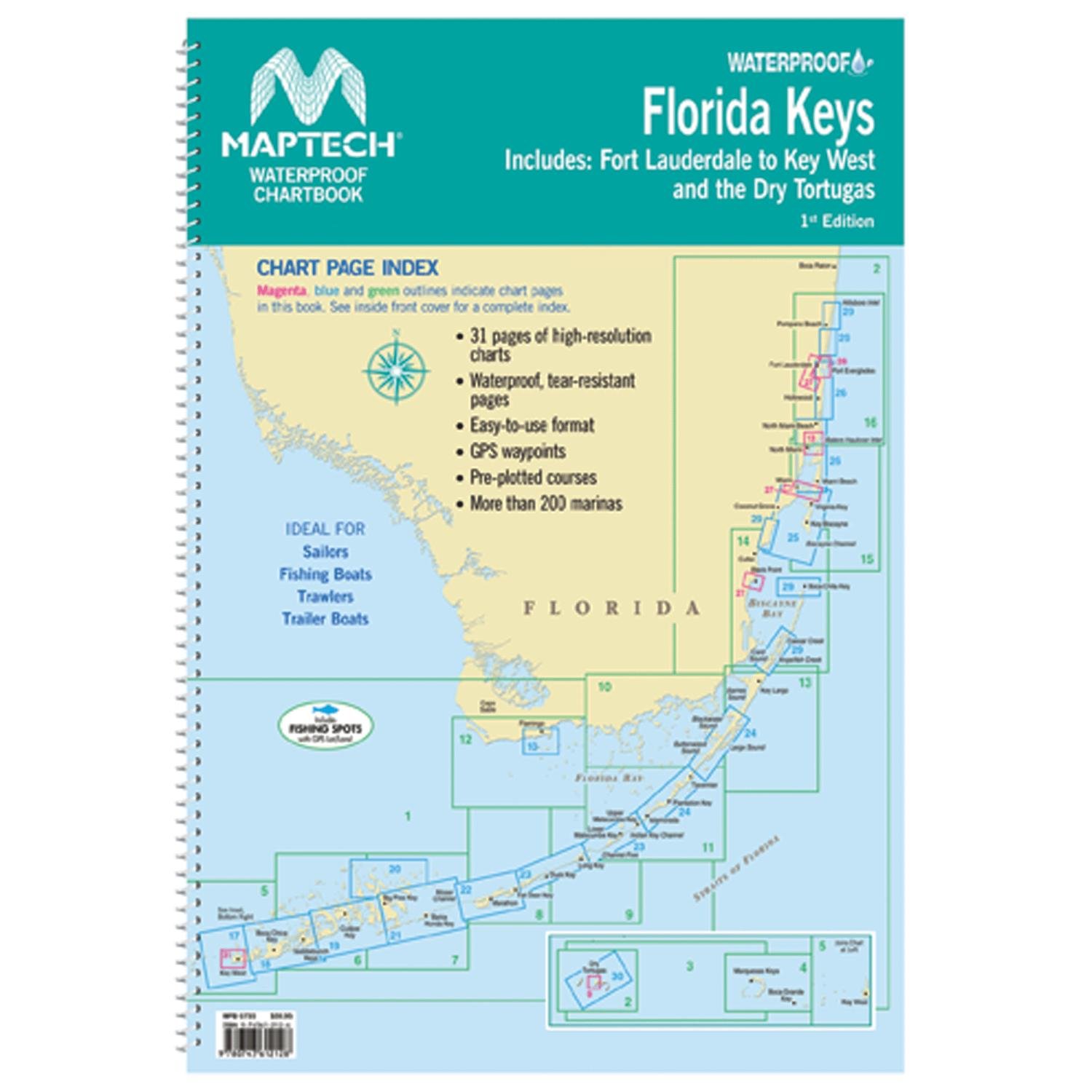 MAPTECH WPB075501WMDS Waterproof Chartbook Florida Keys, 1st Edition