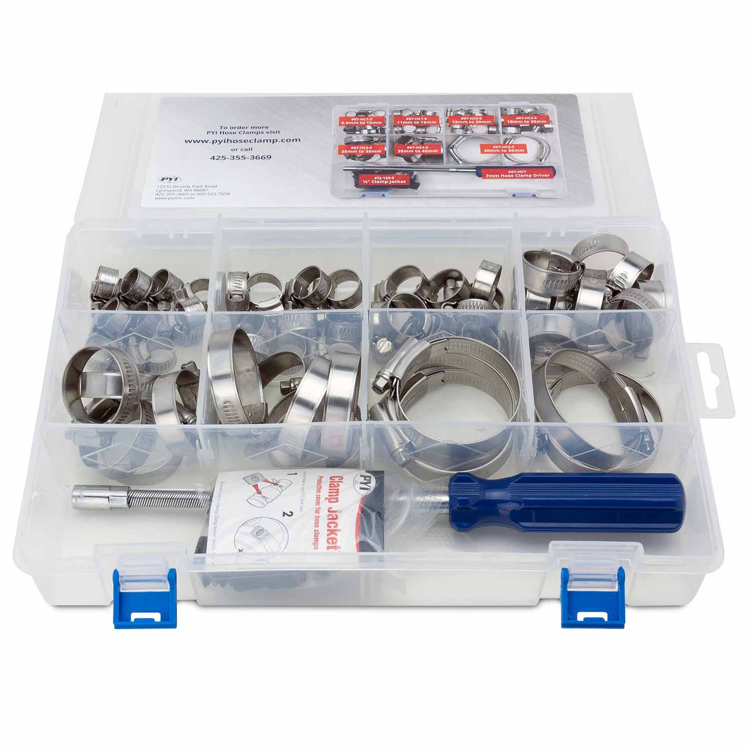 45Pcs Single Ear Hose Clamps Assortment Stainless Steel O Fuel Pipe