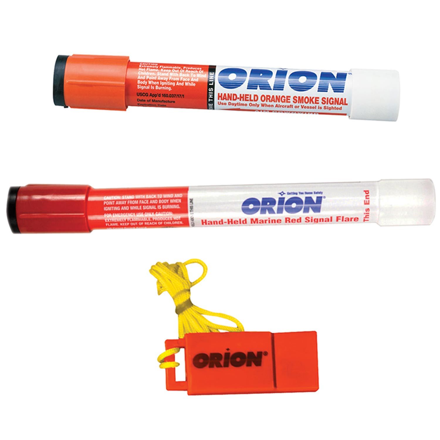 Handheld & Whistle Signal  Exp Oct 2024 Orion Lake Boat Safety Orange Smoke 