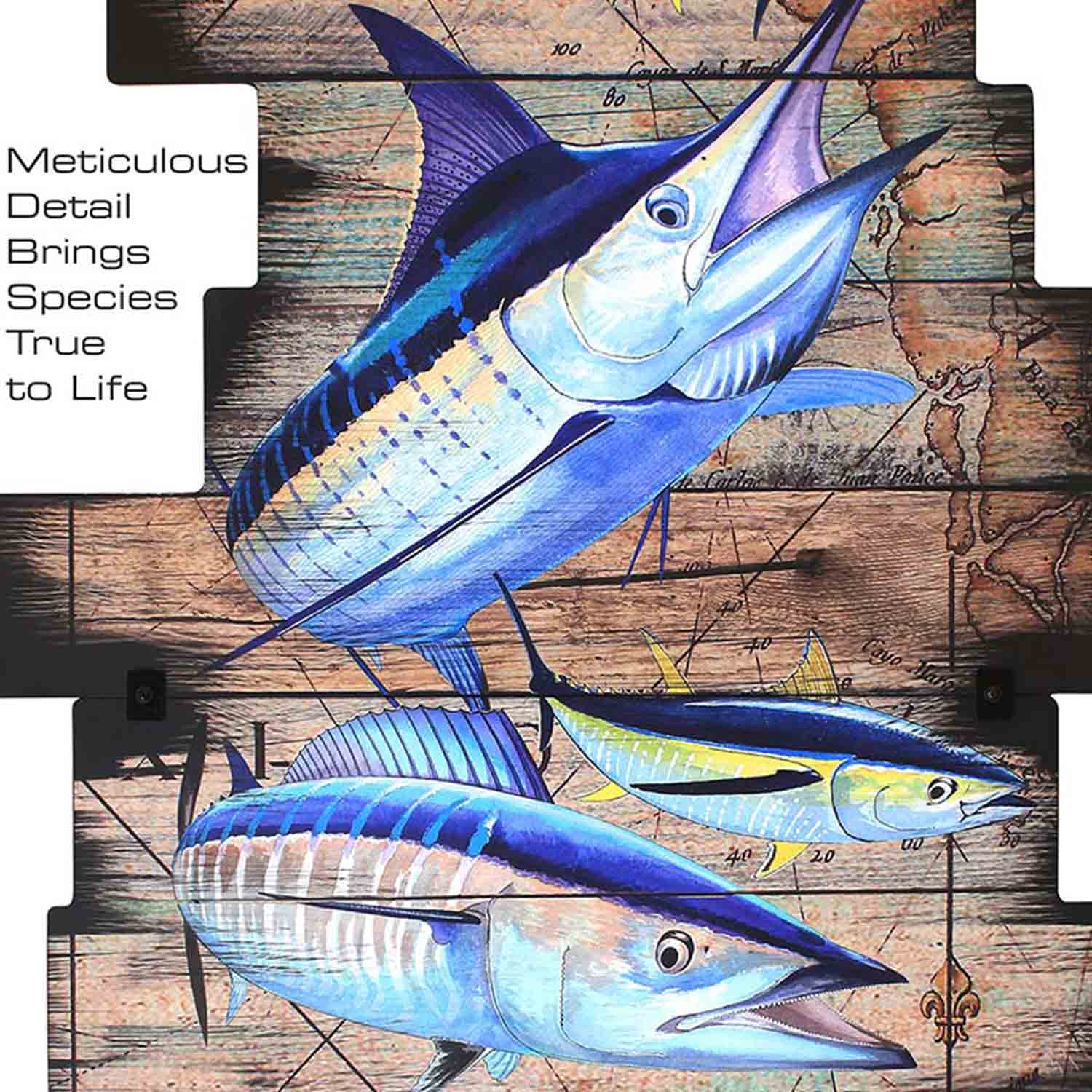 Rush Creek Creations Guy Harvey 6er Rutenregal Wandhalterung – Für Barsch, Mit Kunstwerk