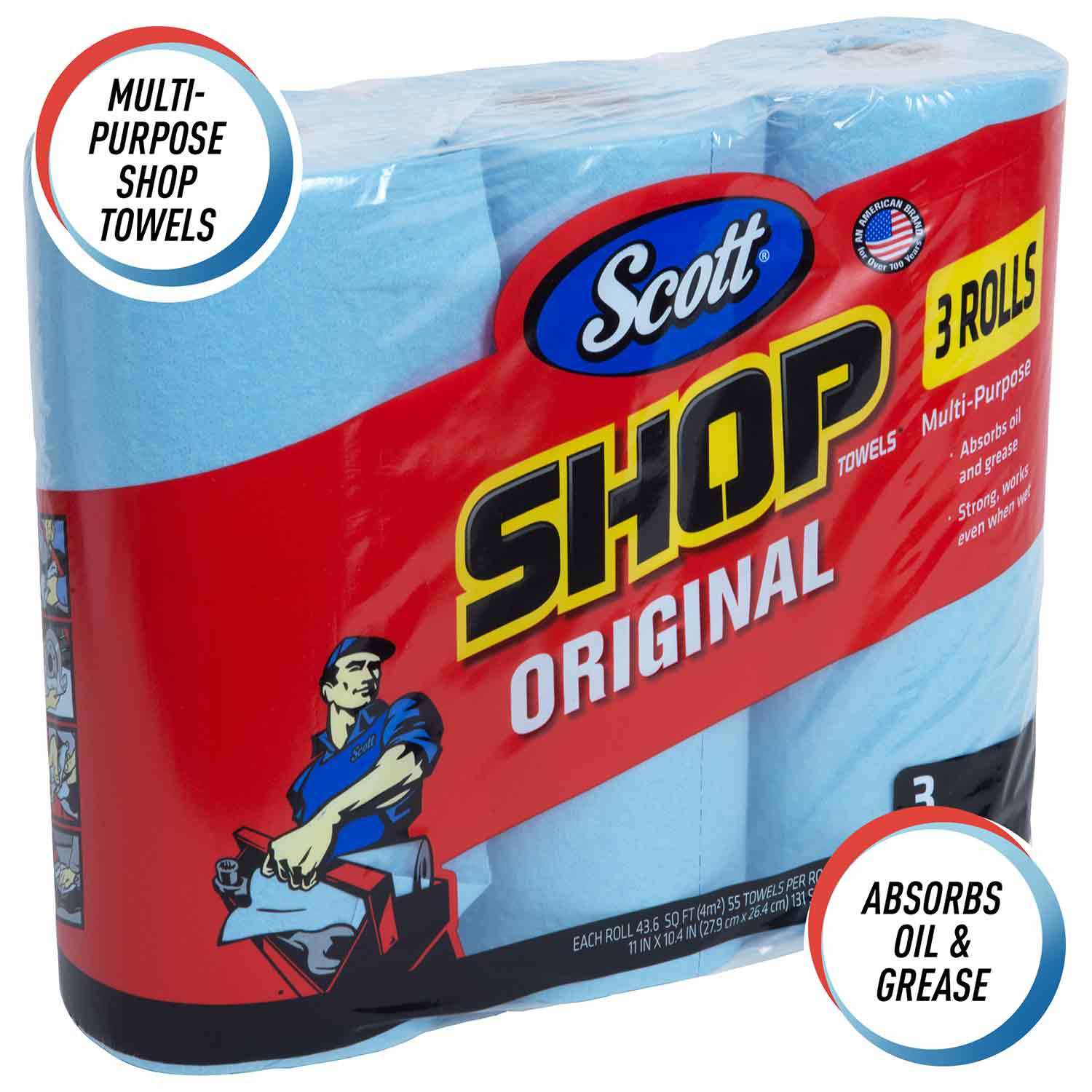 Scott Scott Shop Towels, Blue - 3 count