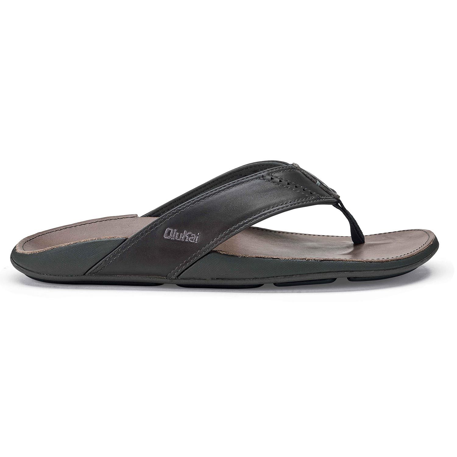 OluKai Men’s Black Leather Thong Slip-On Sandals - size 11 Men main image 3