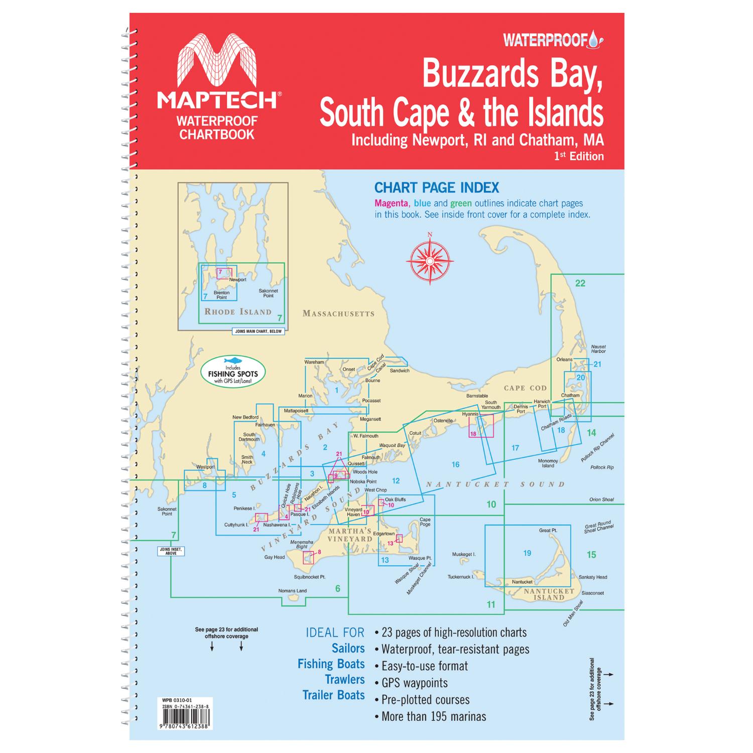 MAPTECH WPB031001WMDS Waterproof Chartbook Buzzards Bay, South Cape