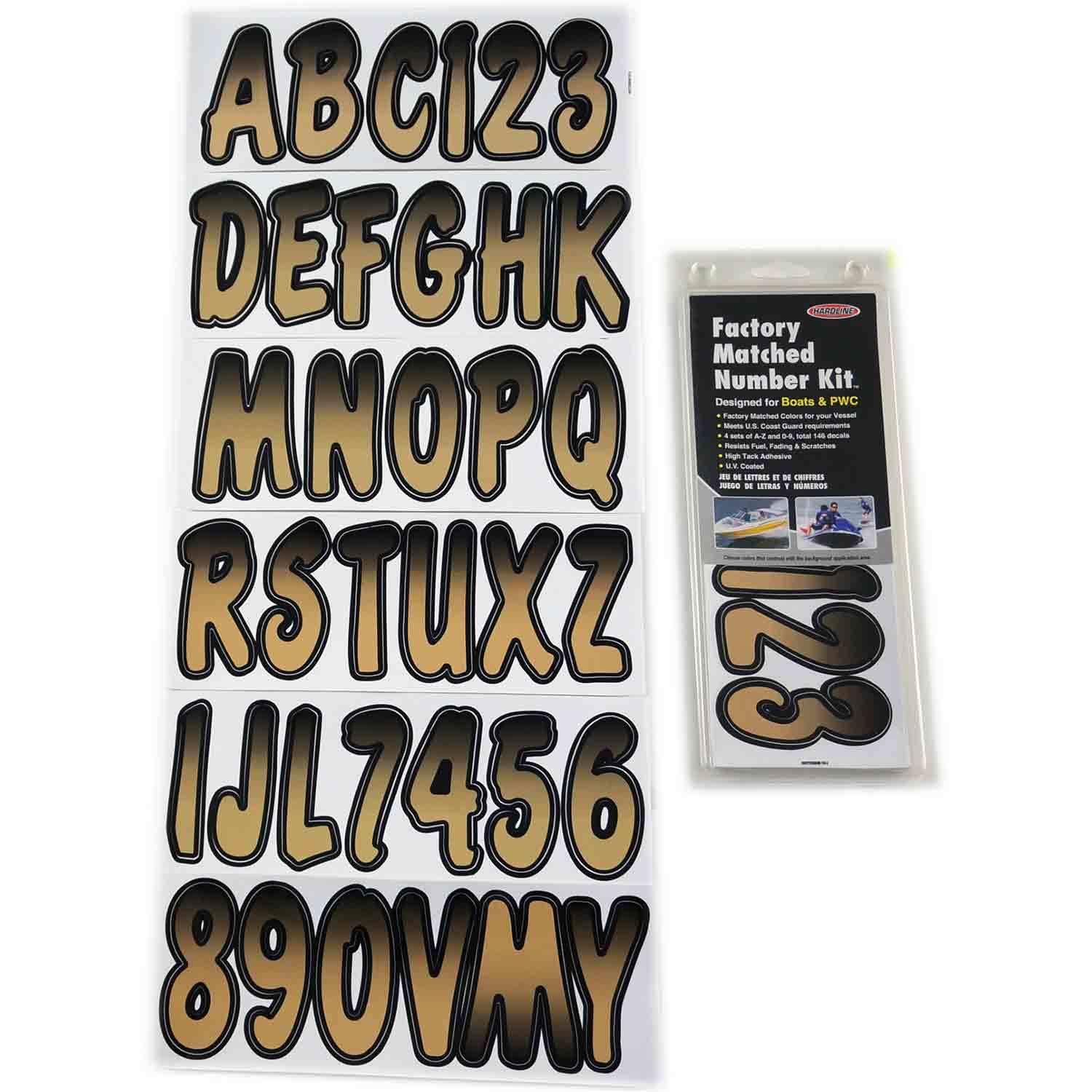 HARDLINE PRODUCTS 3" Letter/Number Kit, Tan/Black Faded West Marine
