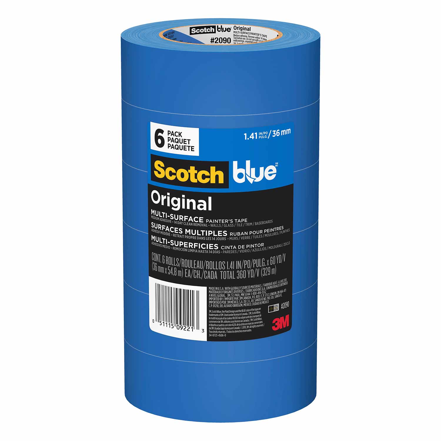 3M ScotchBlue™ Original MultiSurface Painter's Tape 2090, 1.41" x 60