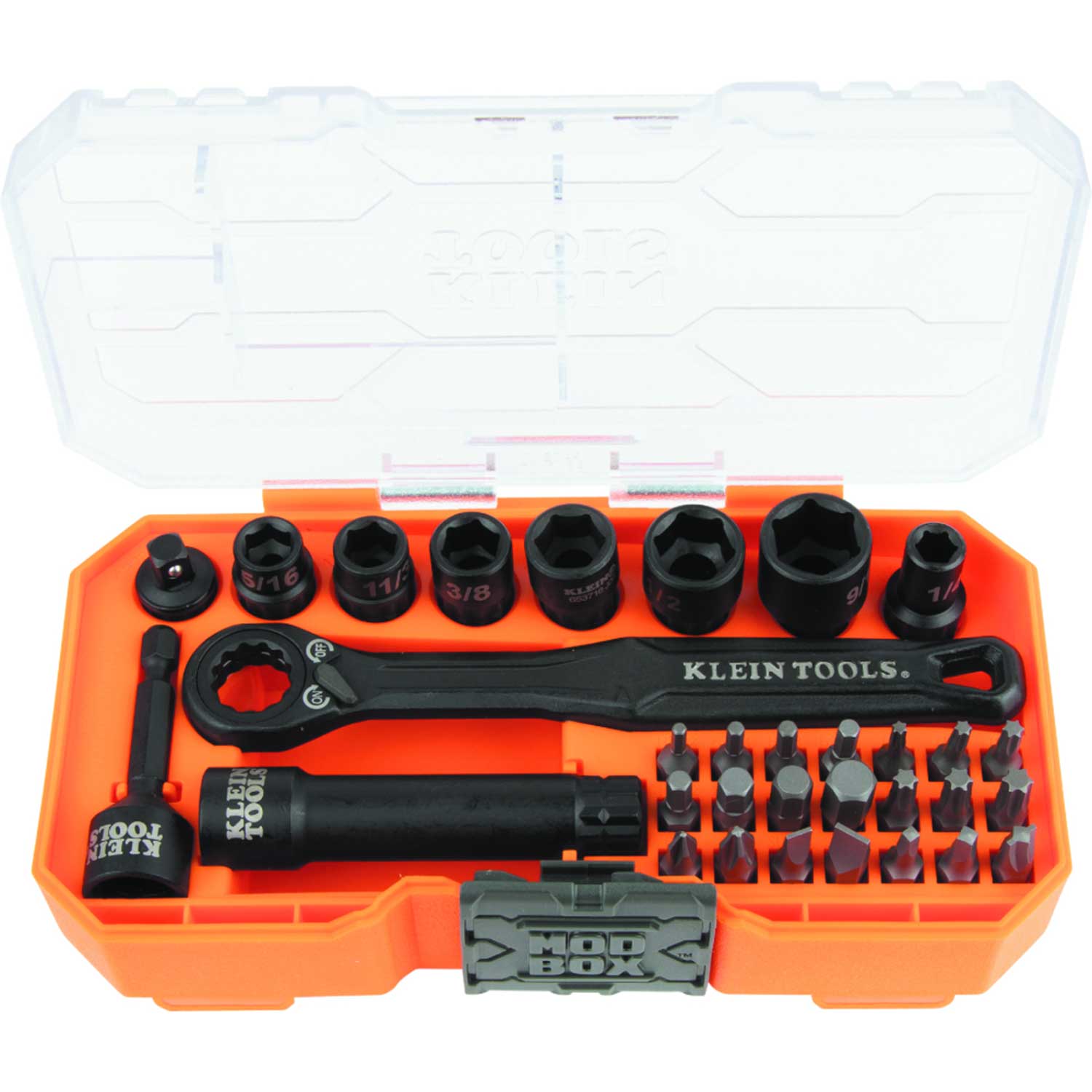 KLEIN KNECT 1/4-Inch Drive Impact-Rated Pass Through Socket Set, 32-Piece