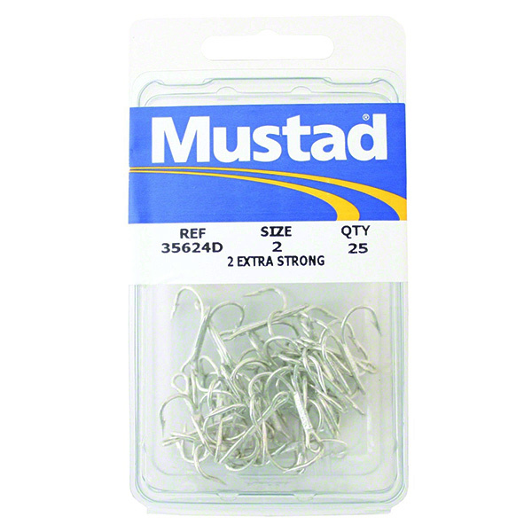 MUSTAD HOOKS Classic Treble Hook, Duratin Coated, Size 2, 1X Short