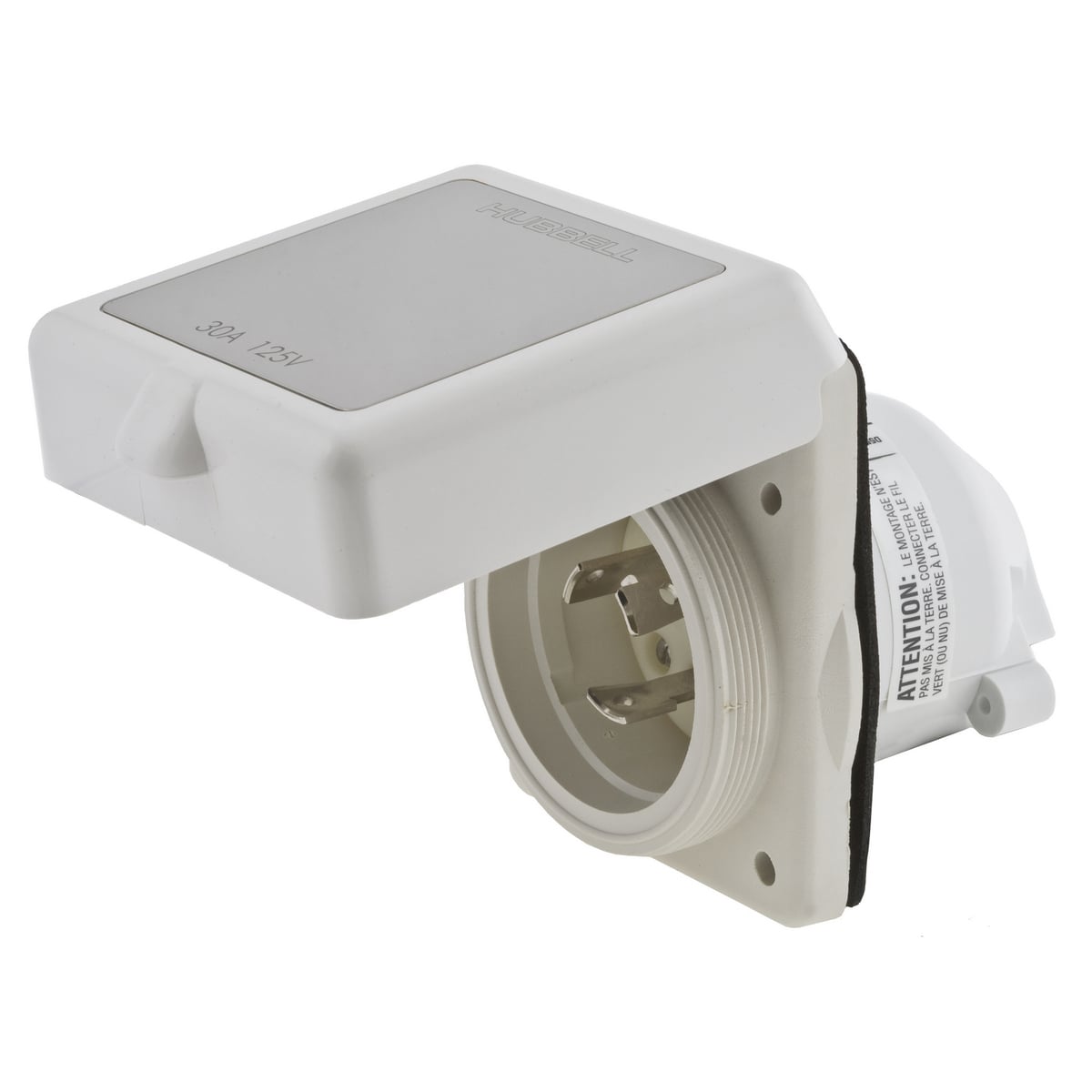 HUBBELL Hubbell Marine Hull Inlet , 50A 125V, Non-Metallic