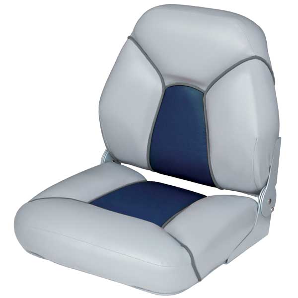 Premium Mid Back Folding Bucket Seat, Gray/Navy West Marine