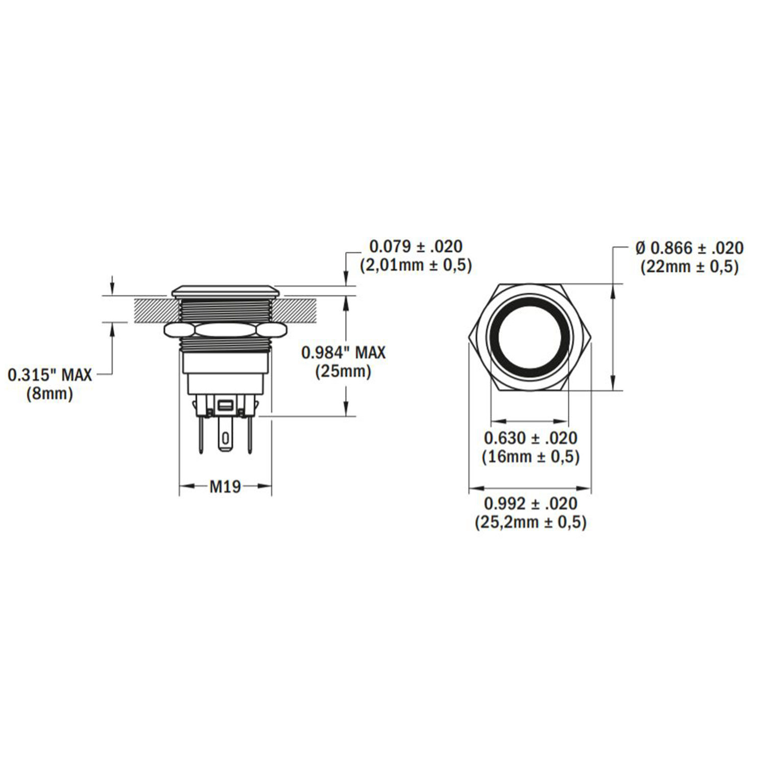 10A Push Button On-Off Switch, LED Ring, Blue | West Marine