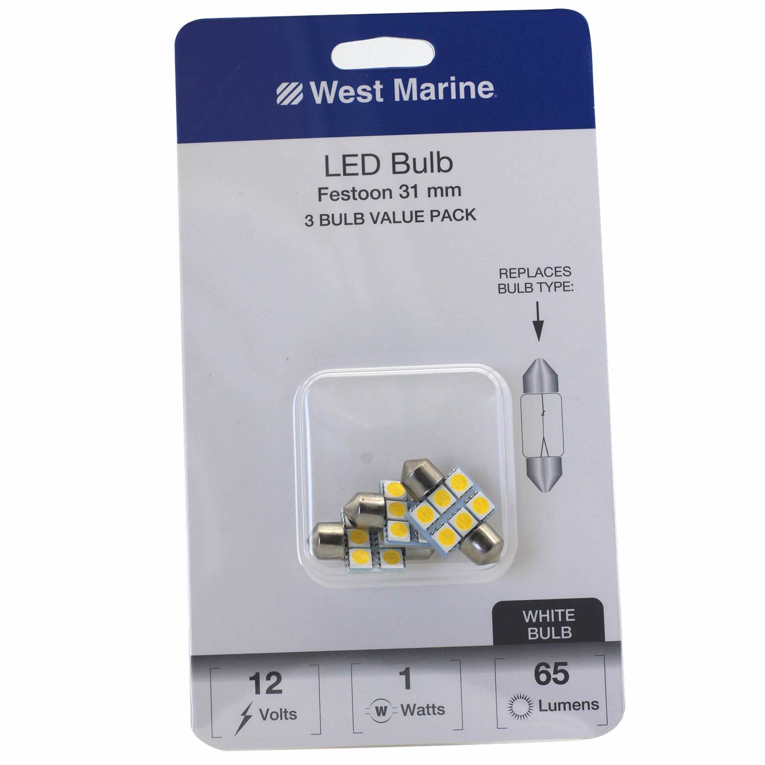 WEST MARINE Festoon 31mm LED Bulbs, 3Pack West Marine