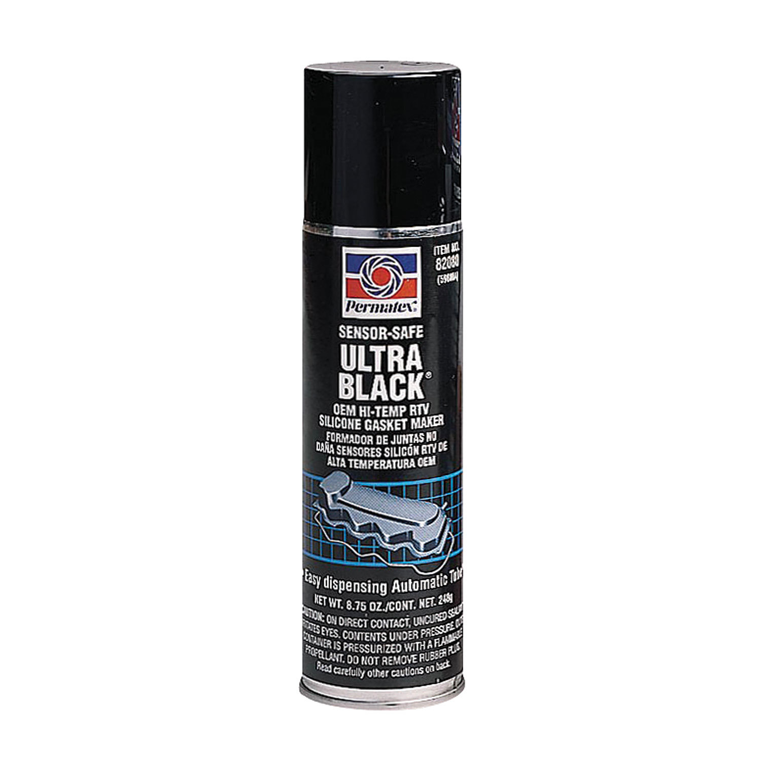 Tag Rtv Spray PERMATEX Ultra Black Oil Resistant RTV Silicone Gasket Spray, 8oz.