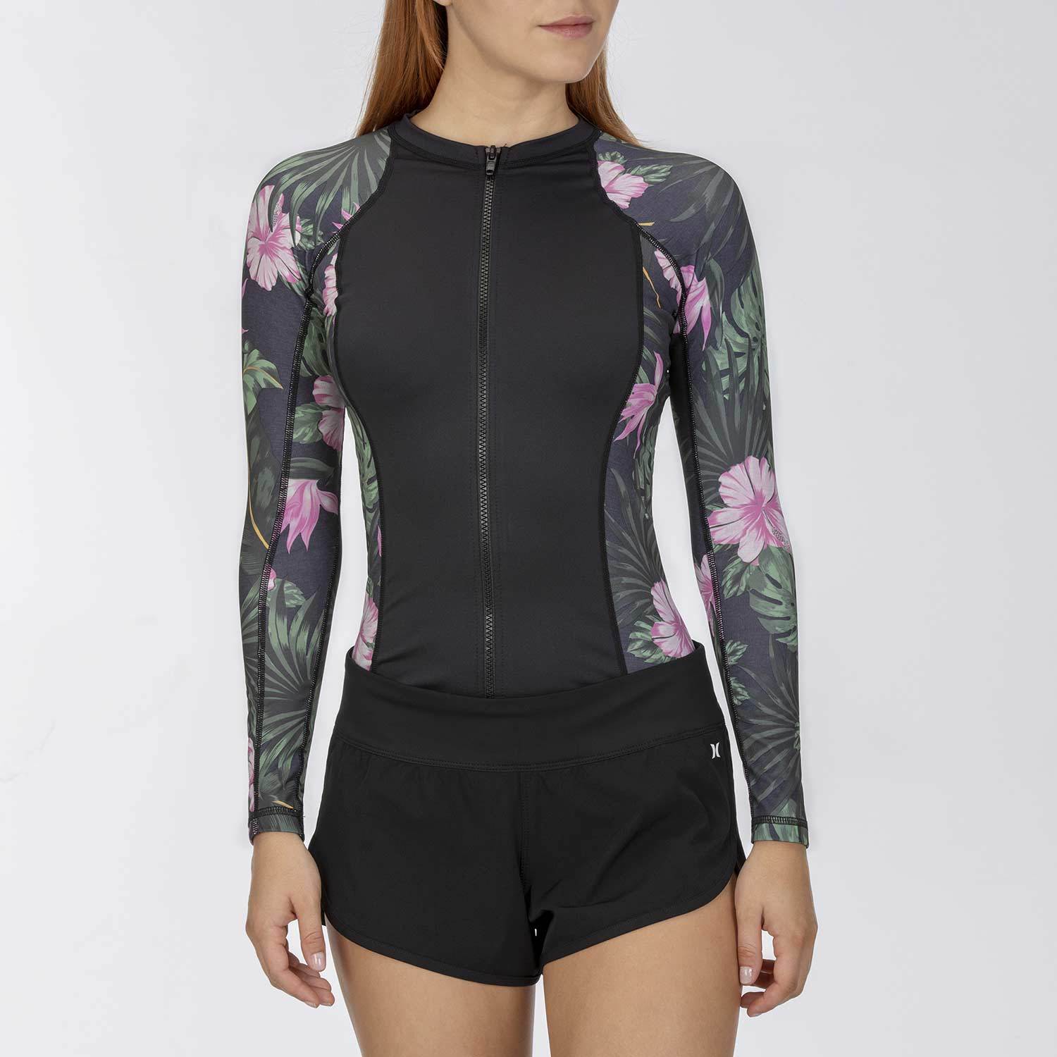 HURLEY Women's One & Only Lanai Zip Front Rash Guard West Marine