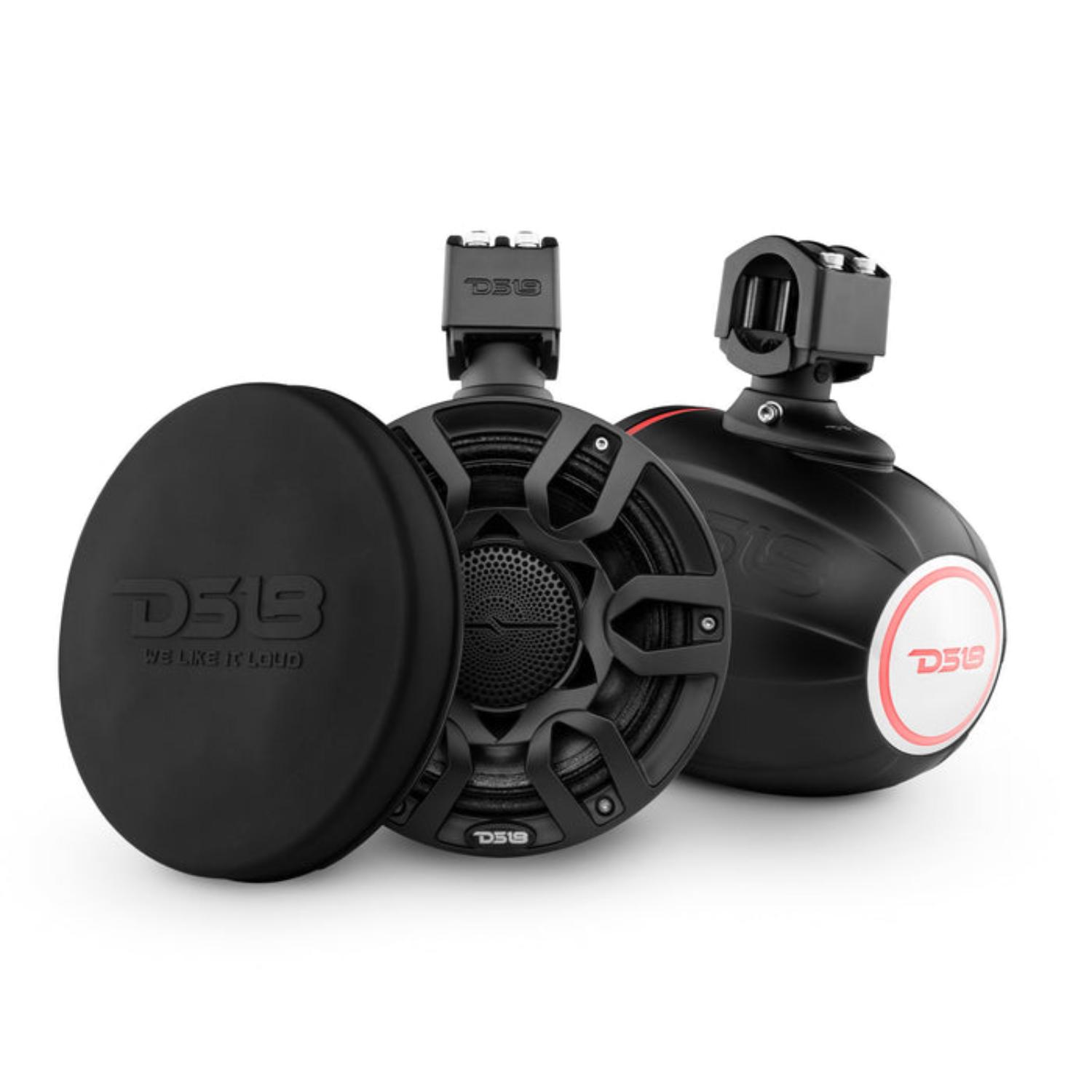 DS18 HYDRO 8" Marine Towers PROHY8.4 Included and CS8 Cover, Black