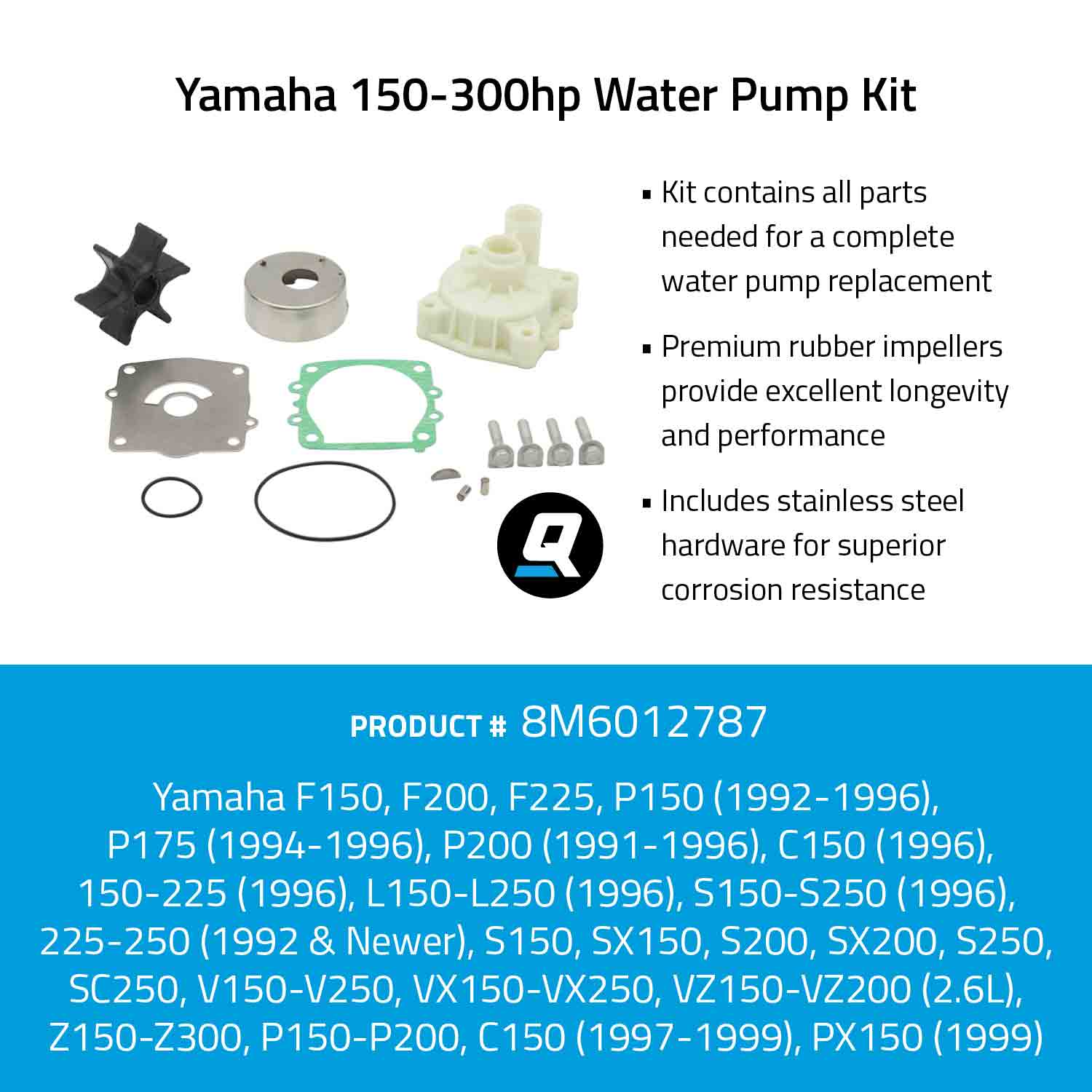 thumbnail image 2 of Water Pump Kit 61A-W0078-A3-00 For Yamaha V6 Outboards 150-300HP 2-Stroke & 4-Stroke – Candy Marine 2 of 4