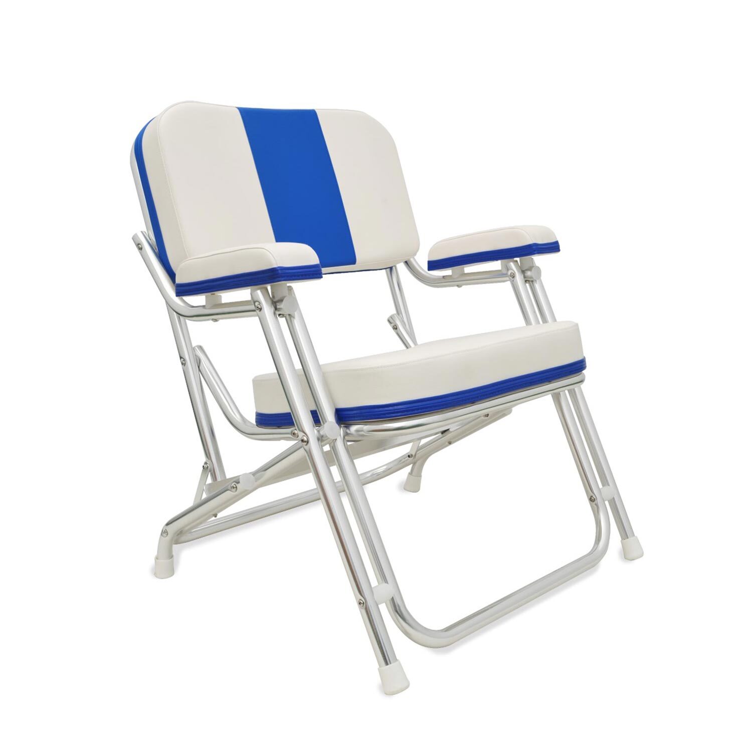 WEST MARINE Kingfish II Deck Chair, Blue Back, Clear Anodized Aluminum  Frame