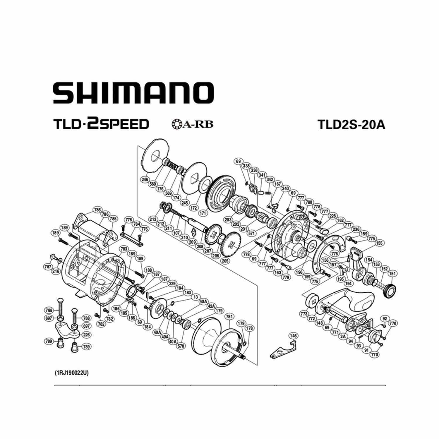 SHIMANO TLD II TLD20IIA 2-Speed Lever Drag Conventional Reel, 37 Line Speed