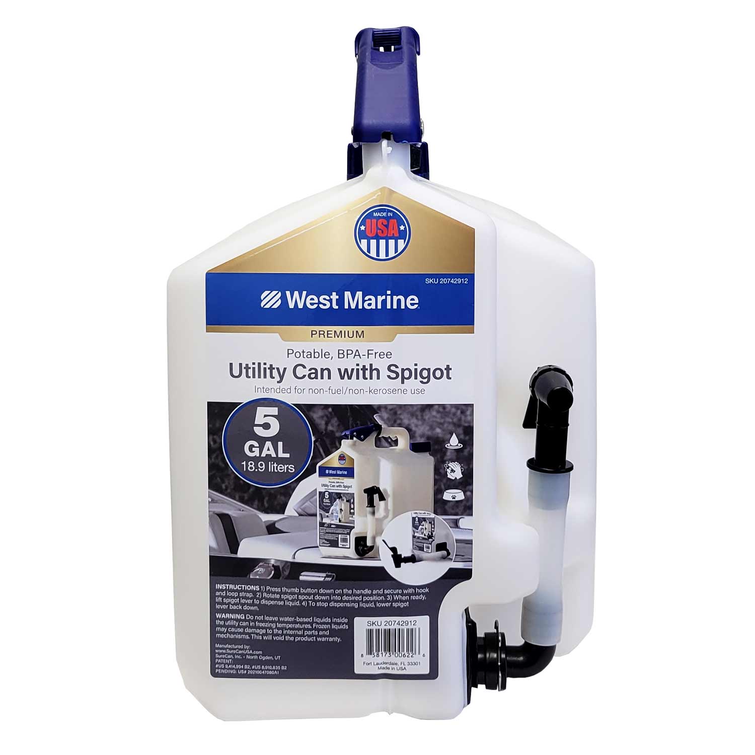 WEST MARINE 5 Gallon SureCan Utility Can with Spigot