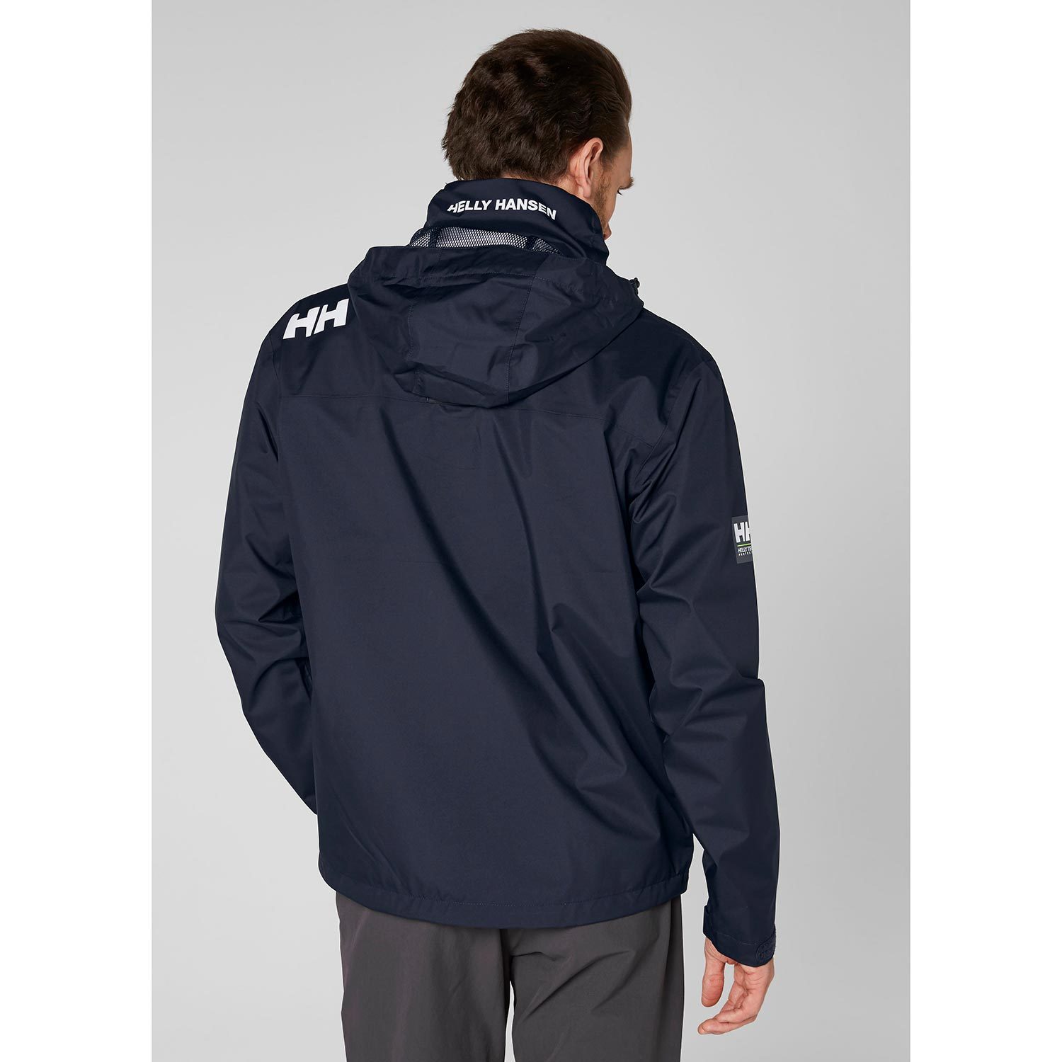 Helly Hansen Womens Crew Hooded Jacket Navy Breathable Yachting Cruising Boat 