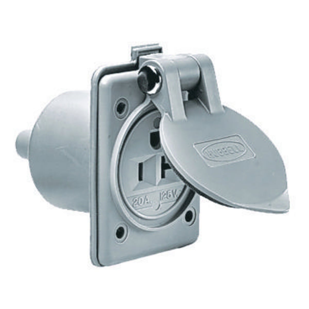 HUBBELL Hubbell Marine Hull Outlet, 20A 125V, 5-20R, Gray