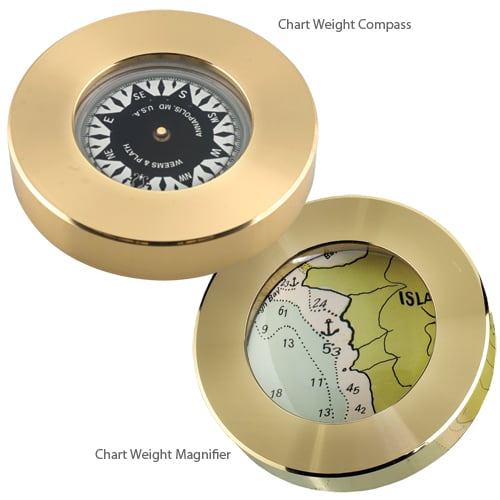Weems Plath Brass Chart Weight Magnifier Compass