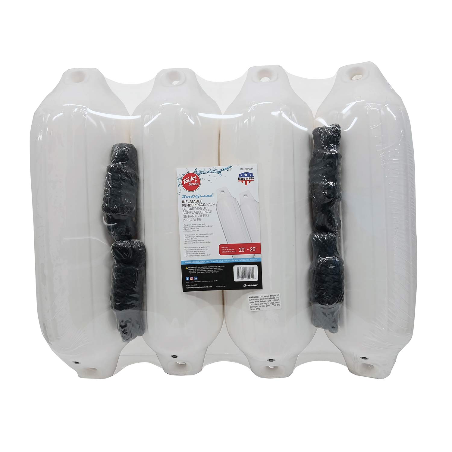 Guardabarros Para Barco Attwood - Fenders Ovalados De Polímero Resistente UV | Protección Para Embarcaciones, Color Blanco