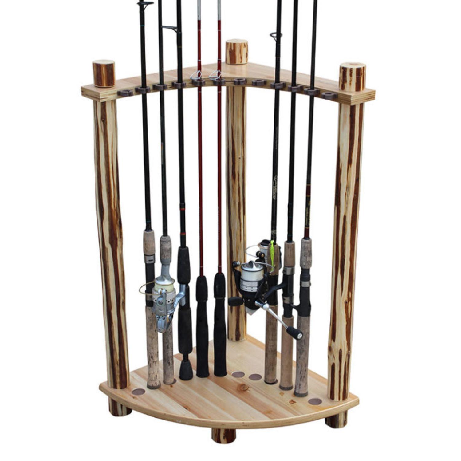 Corner Rod Rack RUSH CREEK CREATIONS Rustic 12 Fishing Rod Corner Storage Rack