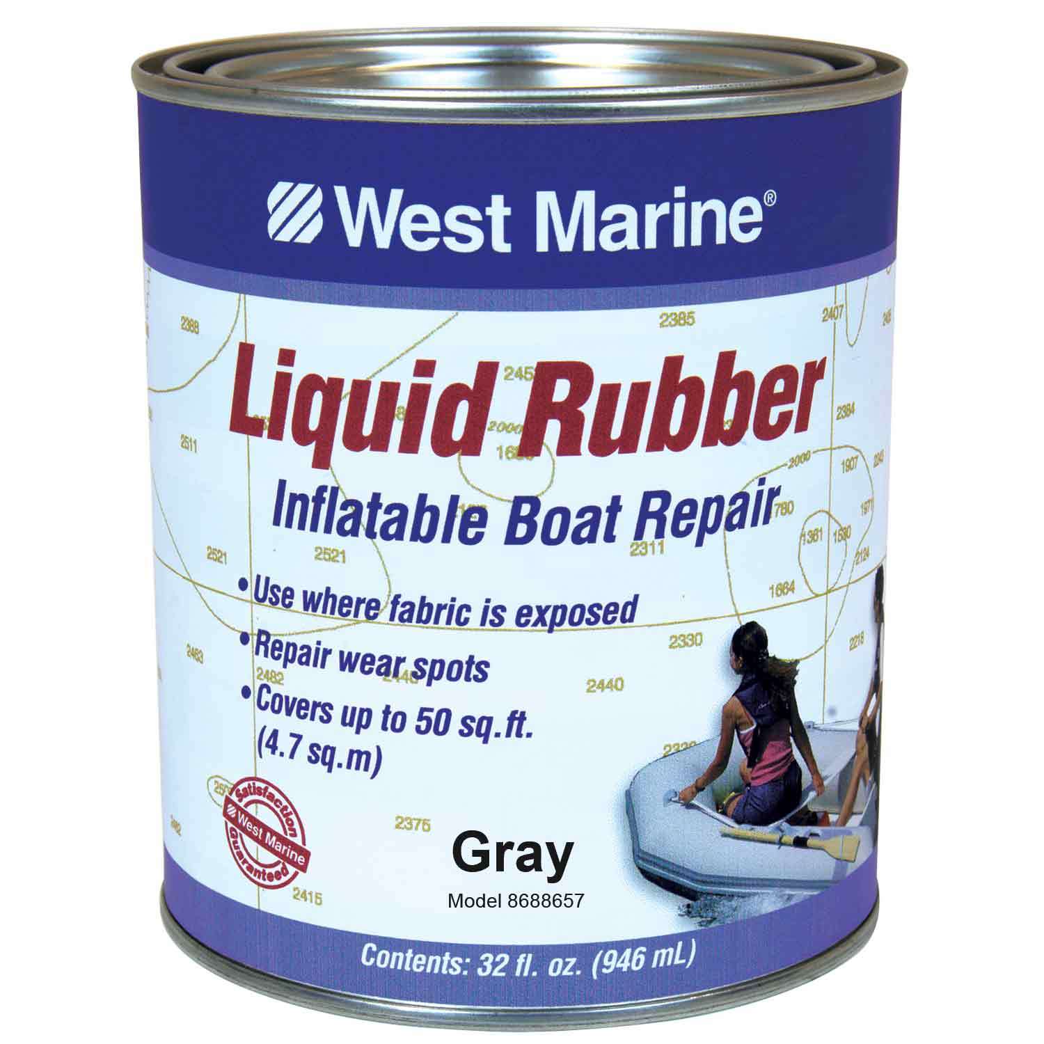 WEST MARINE Liquid Rubber Inflatable Boat Repair, Gray West Marine