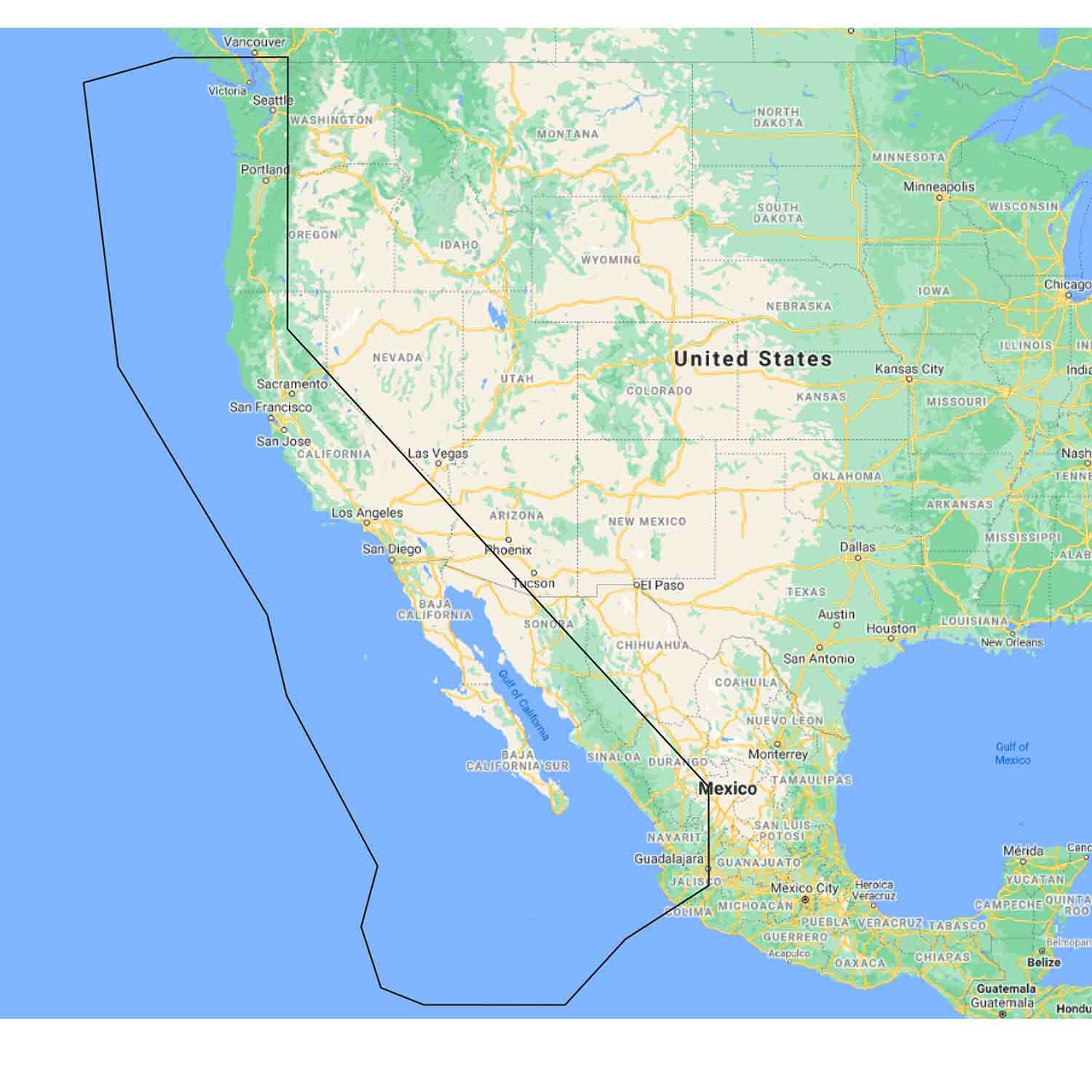 Map of The West Coast