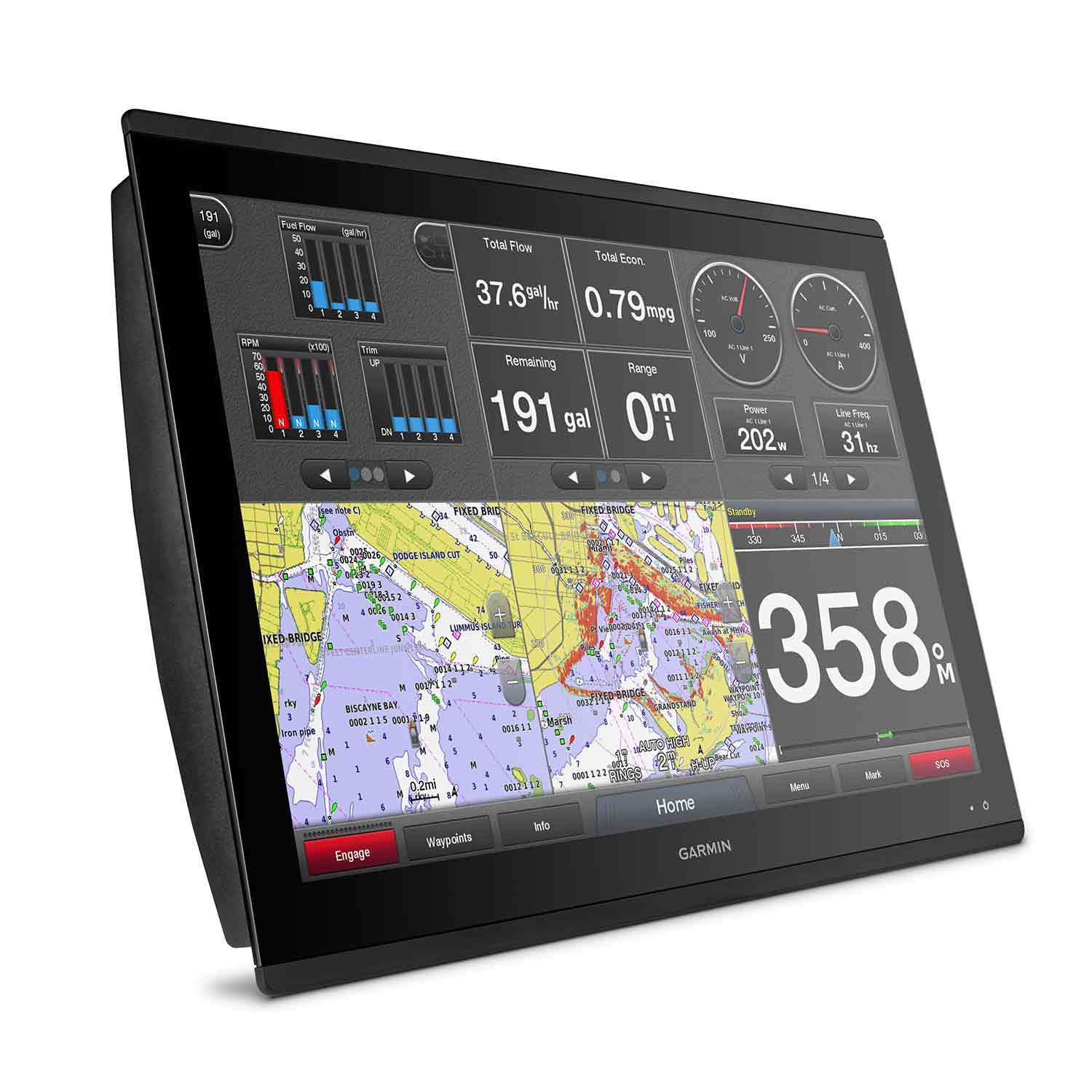GARMIN GPSMAP® 8624 Multifunction Display with BlueChart g3 Charts