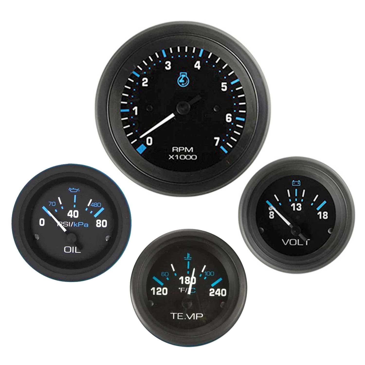 W PRO 52mm 2-1/16 4 Gauge Set Oil Pressure Water Temperature Fuel W PRO 52mm 2-1/16 4 Gauge Set Oil Pressure Water Temperature Fuel