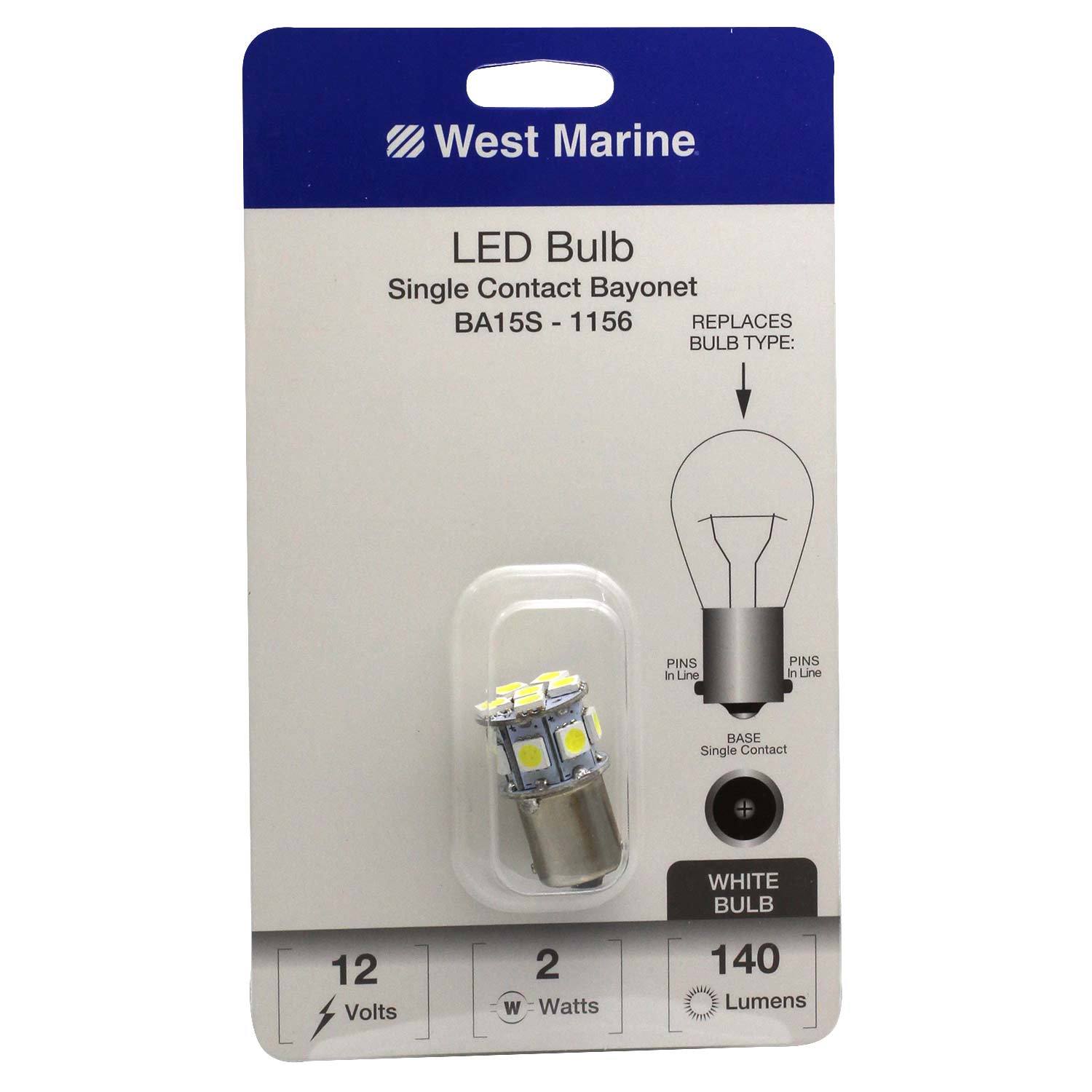 Single Contact BA15S-1156 LED Bulb, 140 Max Lumens | West Marine