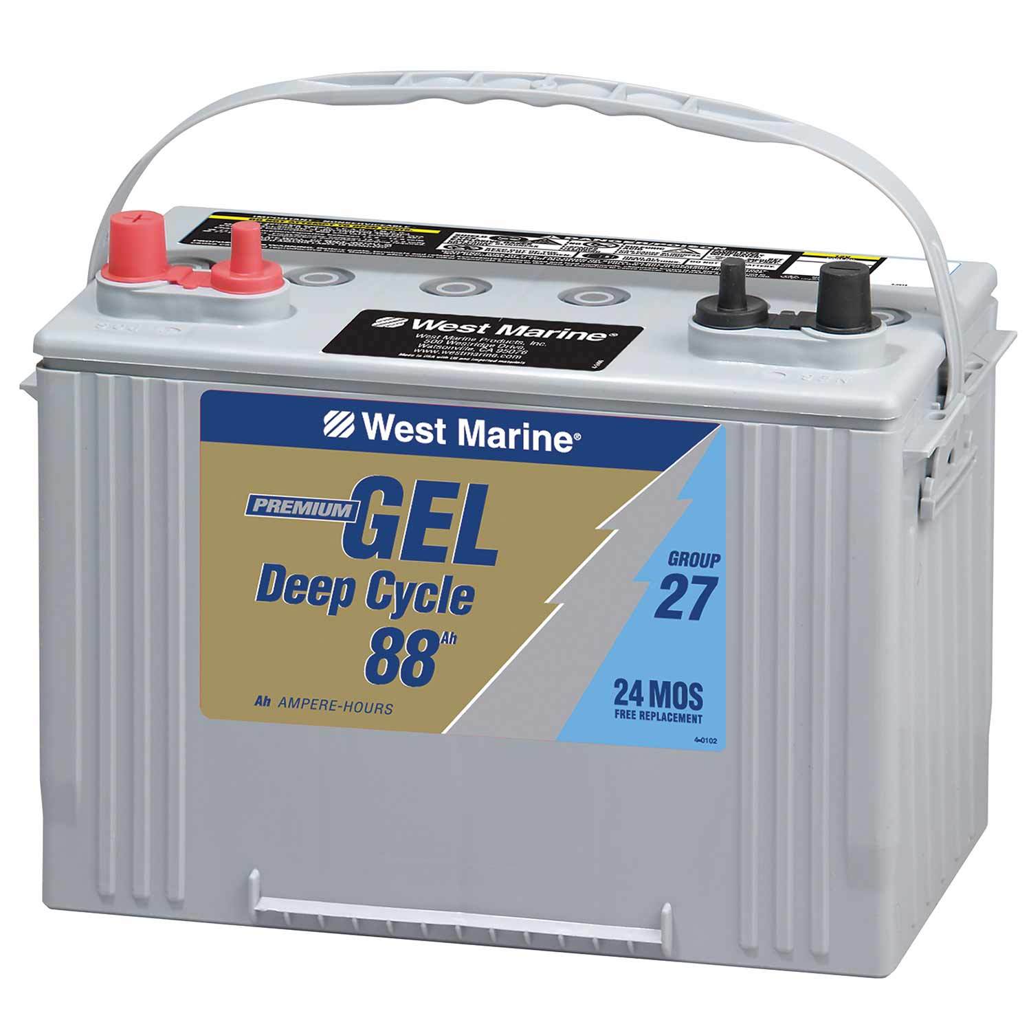 WEST MARINE Group 27 Deep Cycle Marine Gel Battery, 88 Amp Hours West