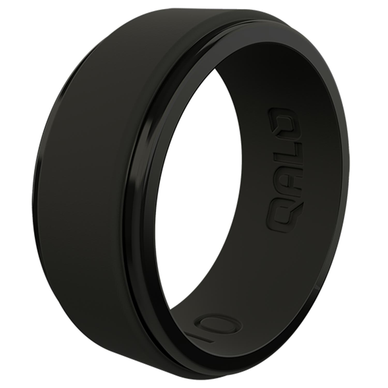 QALO Men's Step Edge Polished Silicone Ring, Size 09