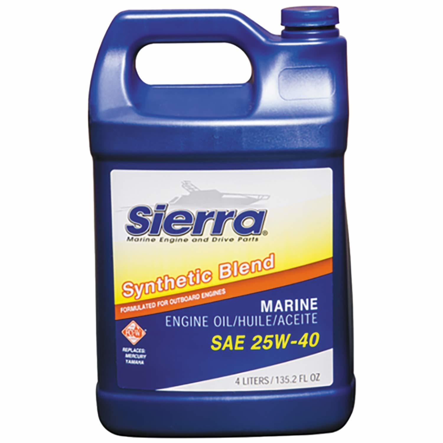 Image showcasing Sierra 25W-40 4-Stroke Synthetic Blend Marine Oil – 1 Gal