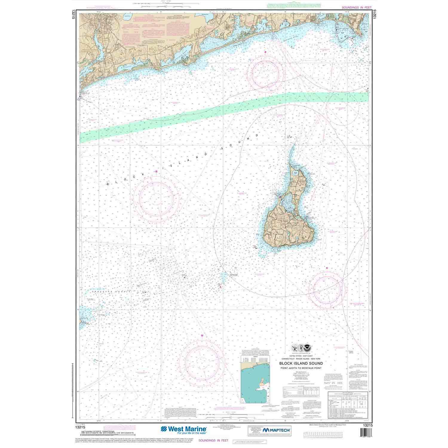 NOAA Maptech® NOAA Recreational Waterproof ChartBlock Island Sound