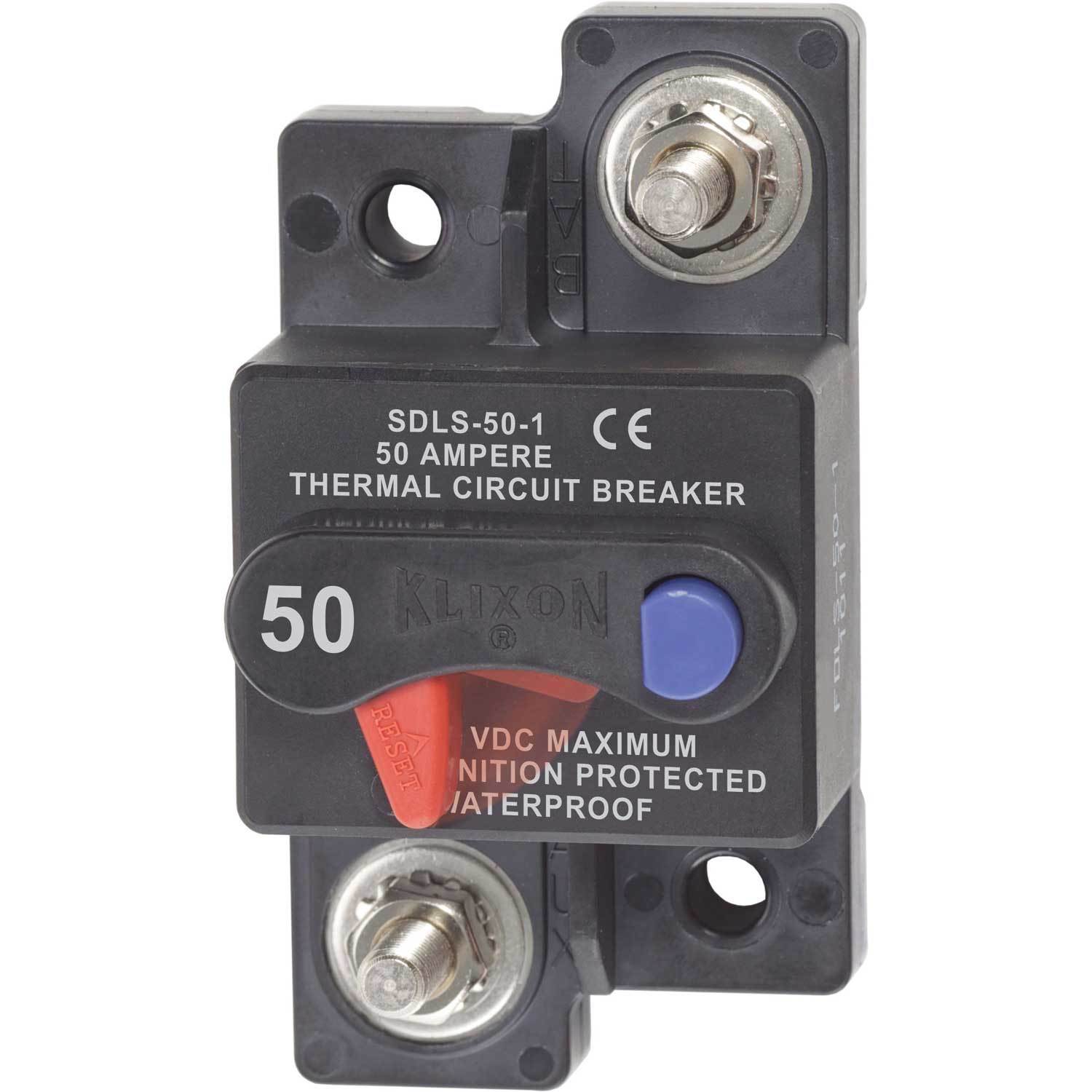 BLUE SEA SYSTEMS Klixon SurfaceMount Circuit Breaker, 50A