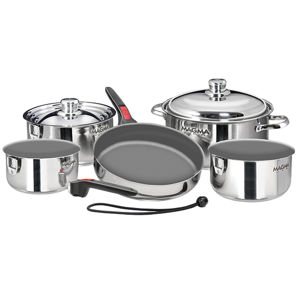 MAGMA 10-Piece Nesting Stainless Steel Ceramic Non-Stick Cookware