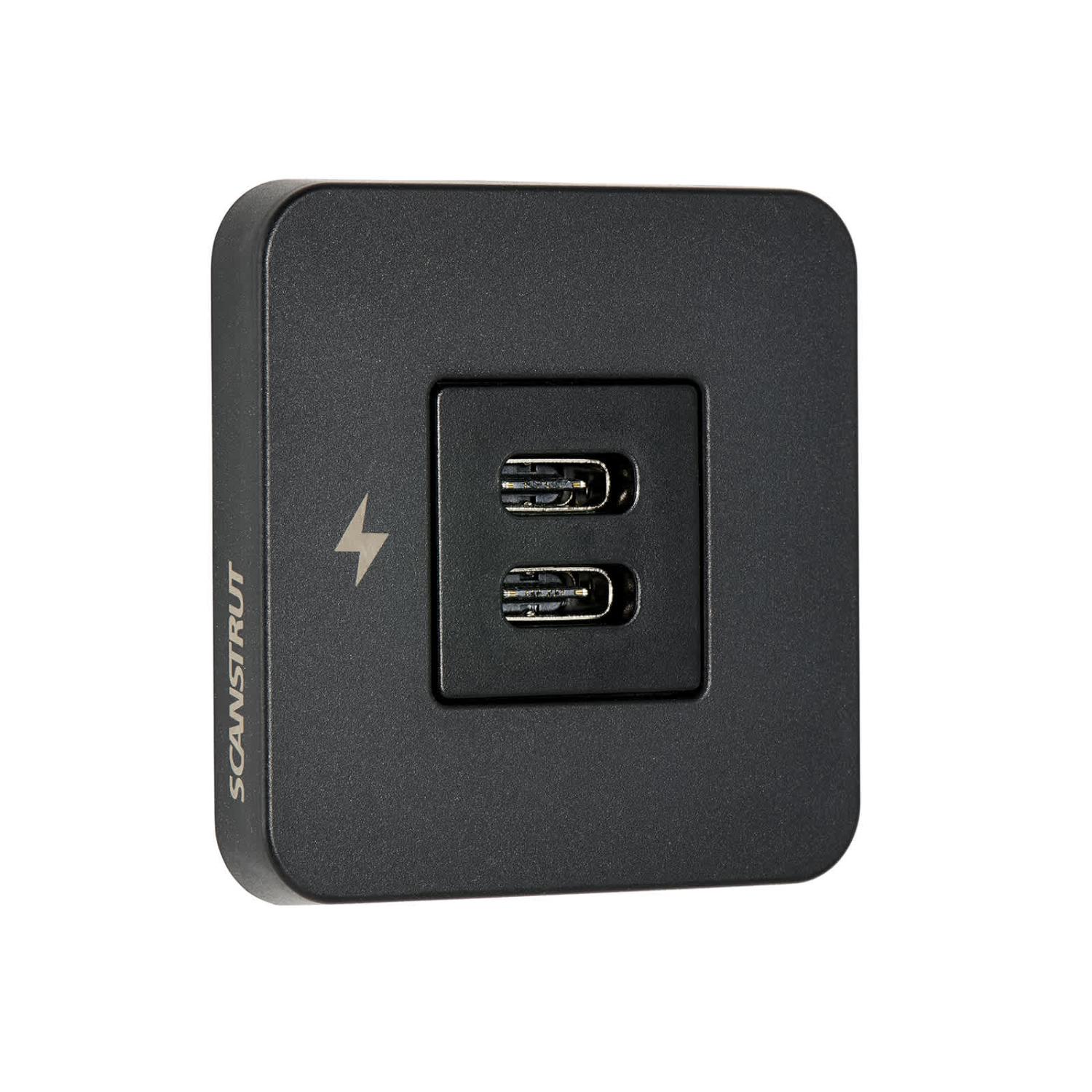 Usbc Rectangular Socket SCANSTRUT TILE - USB-C / USB-C Interiors Charging Socket 12/24V - Black ...