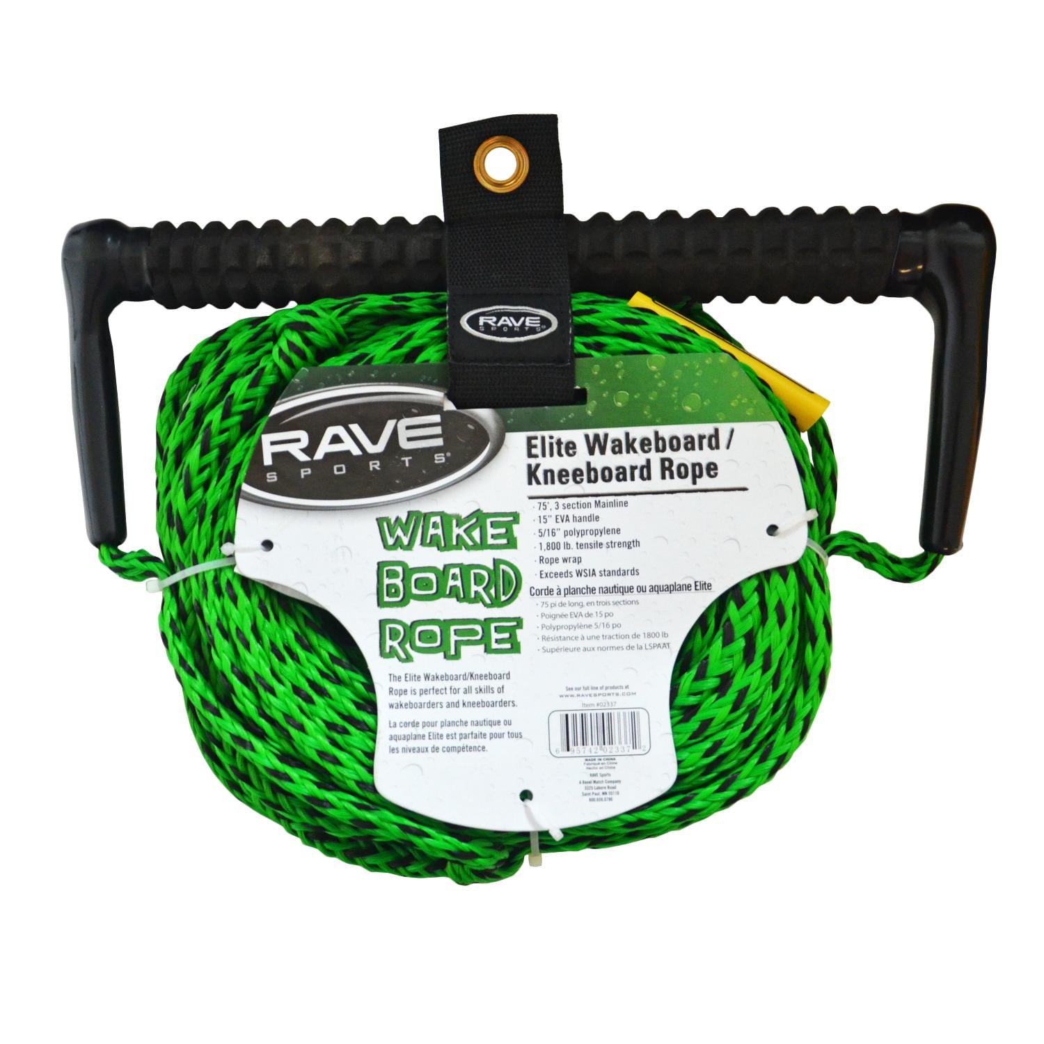 Rave Cima Wakeboard/Kneeboard 3 Sezioni 70 Piedi (21,3 M): Maniglia In Alluminio 38 Cm, Resistenza 362 Kg - 4