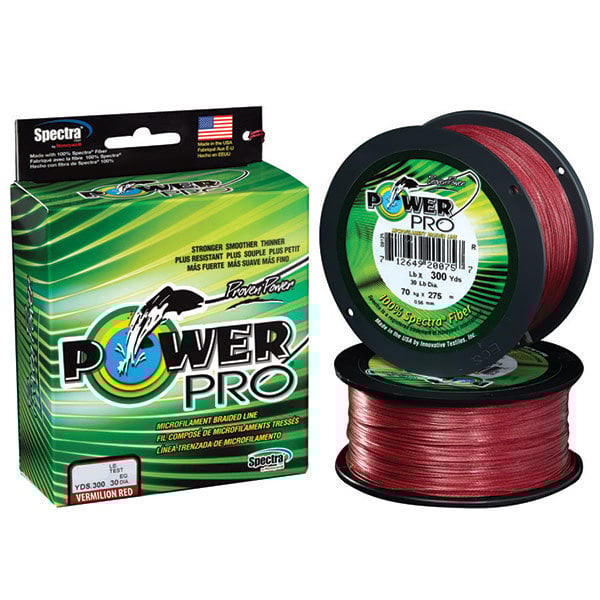 POWER PRO Spectra Braided Fishing Line, Vermillion, 300 yds.
